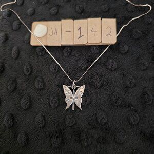 Item # JA142 James Avery Retired Butterfly Cross and Star Pendant on a 30 in cha